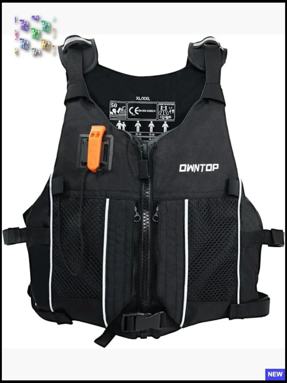 Ultra-Thin Swim Jacket Hydration Pack Dual Mesh Pockets Attached Whistle